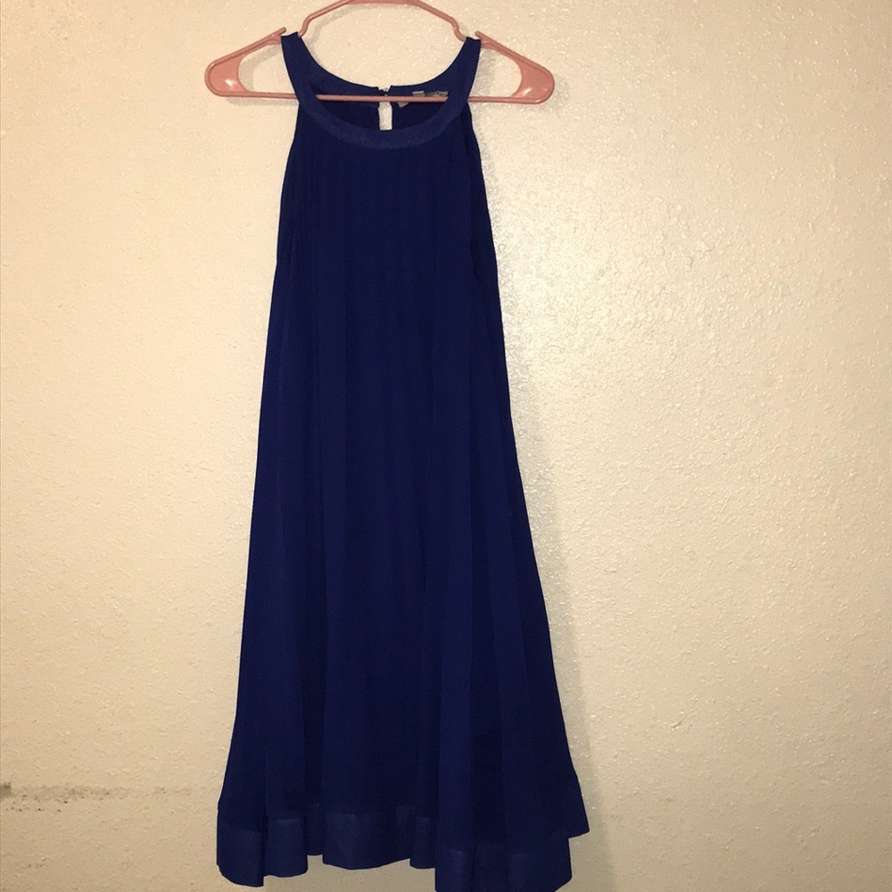 A royal blue dress.